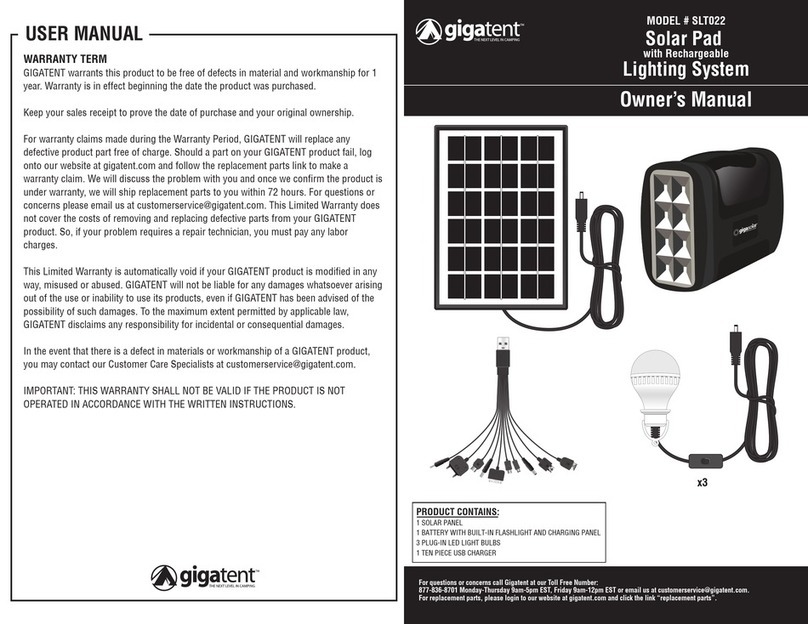 GigaTent SLT022 owner's manual