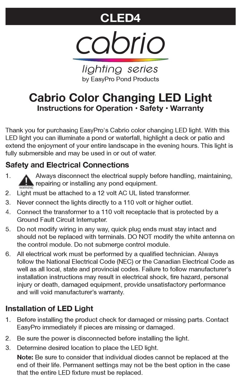 EasyPro Cabrio Lighting Series Instructions for Operation, Safety, Warranty