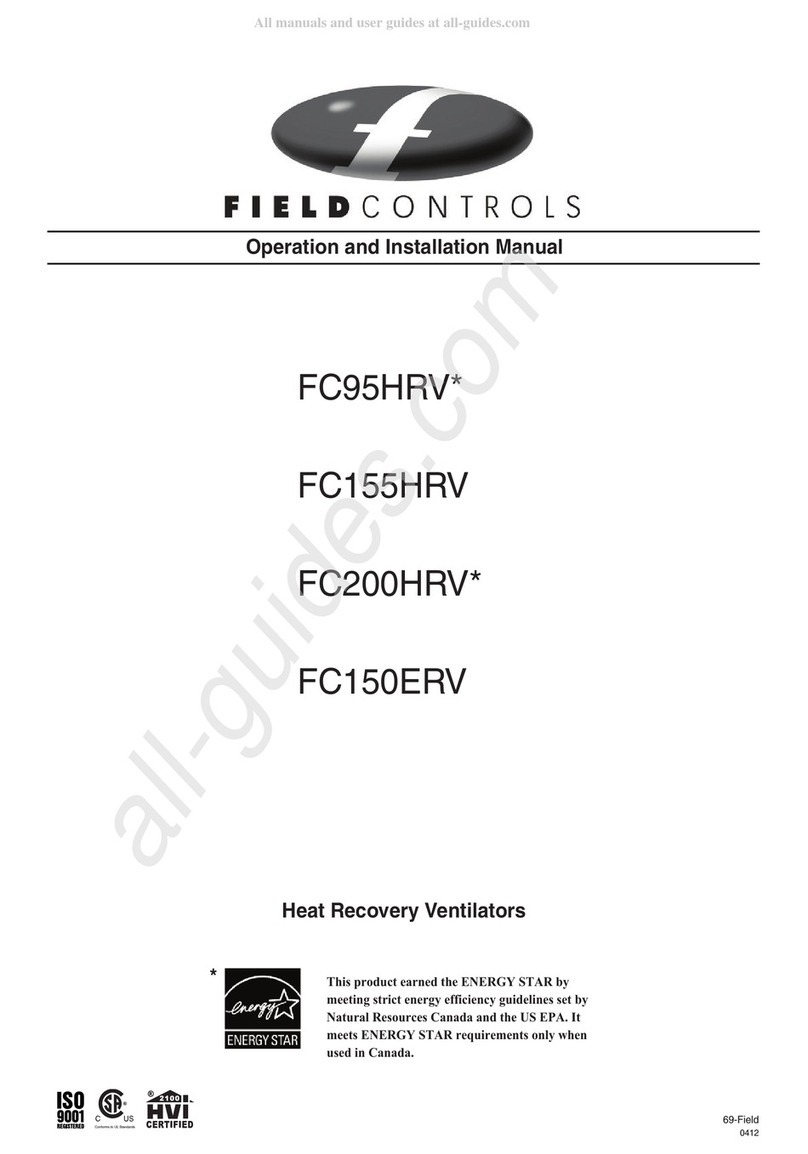 Field Controls FC95HRV Operation and Specification sheet