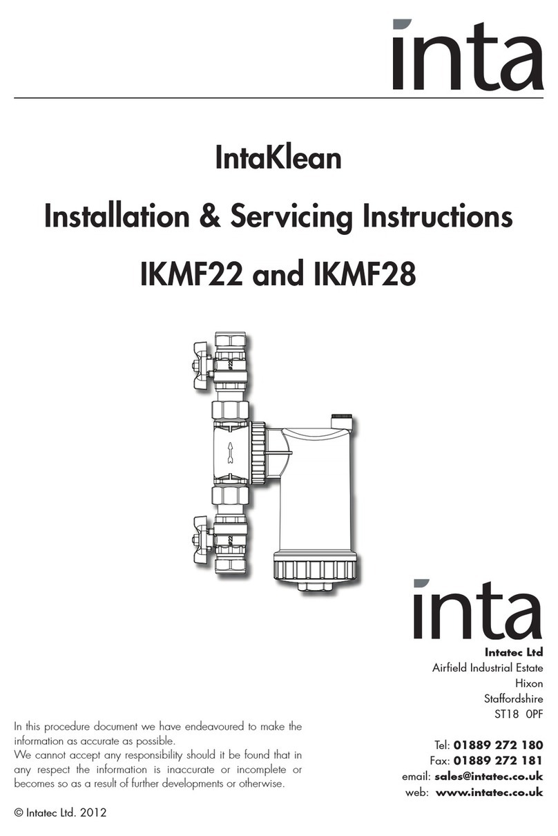 Inta IntaKlean Series Installation & servicing instructions Inta IntaKlean Series Installation & servicing instructions