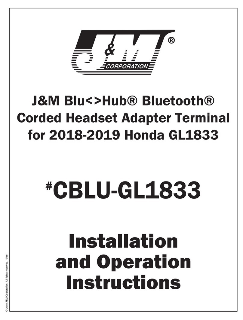 J&M Blue Hub Bluetooth CBLU-GL1833 Installation and operation instructions