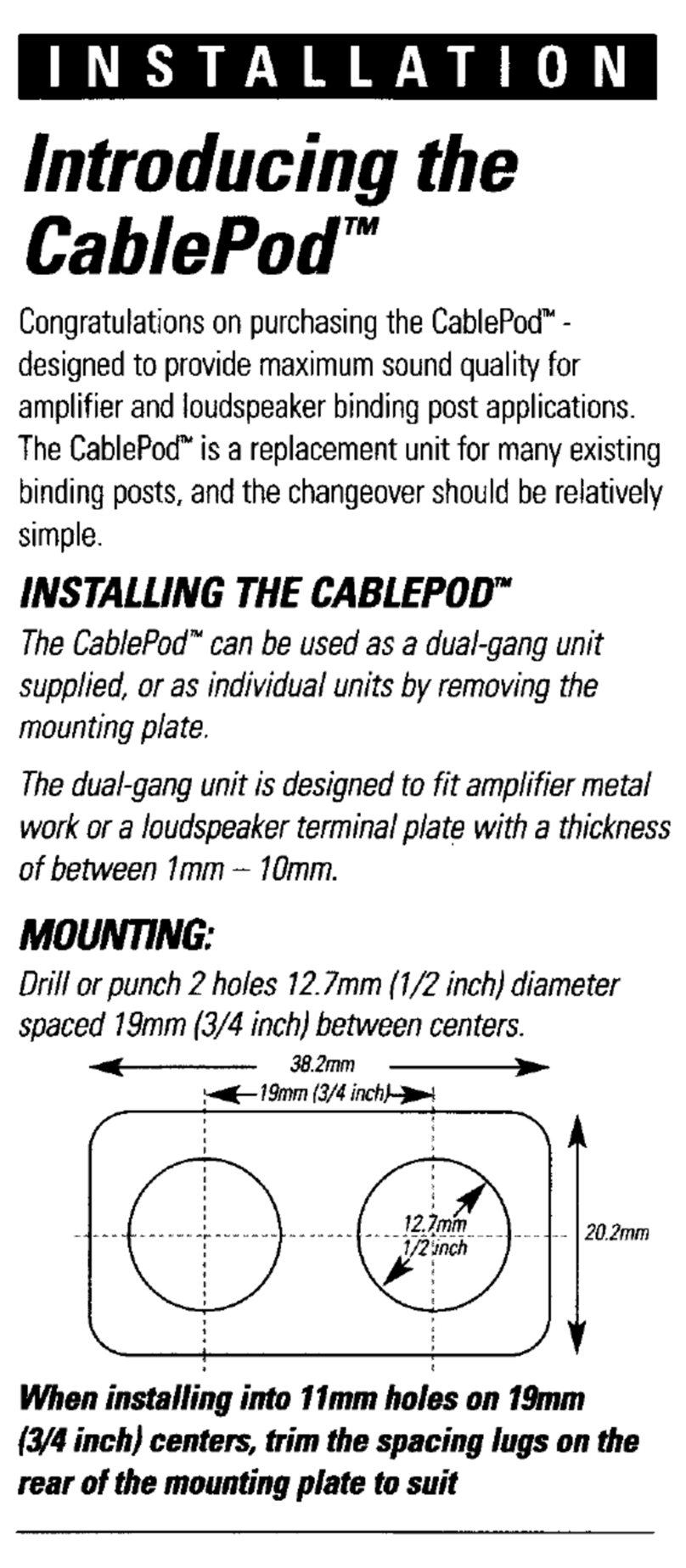 ETI CablePod User manual