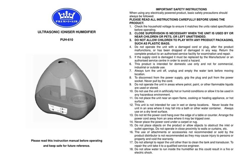 Prem-I-Air PUH-610 manual