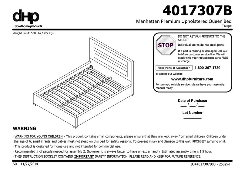Dorel Home Products Manhattan Premium Upholstered Queen Bed Assembly manual