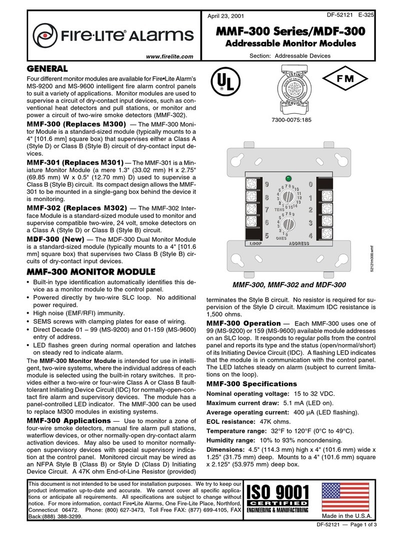 Fire-Lite Alarms MMF-300 Series quick start guide