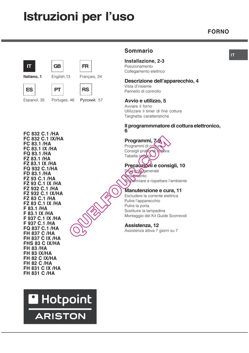 Ariston Hotpoint FHS 83 operating instructions Ariston Hotpoint FHS 83 operating instructions