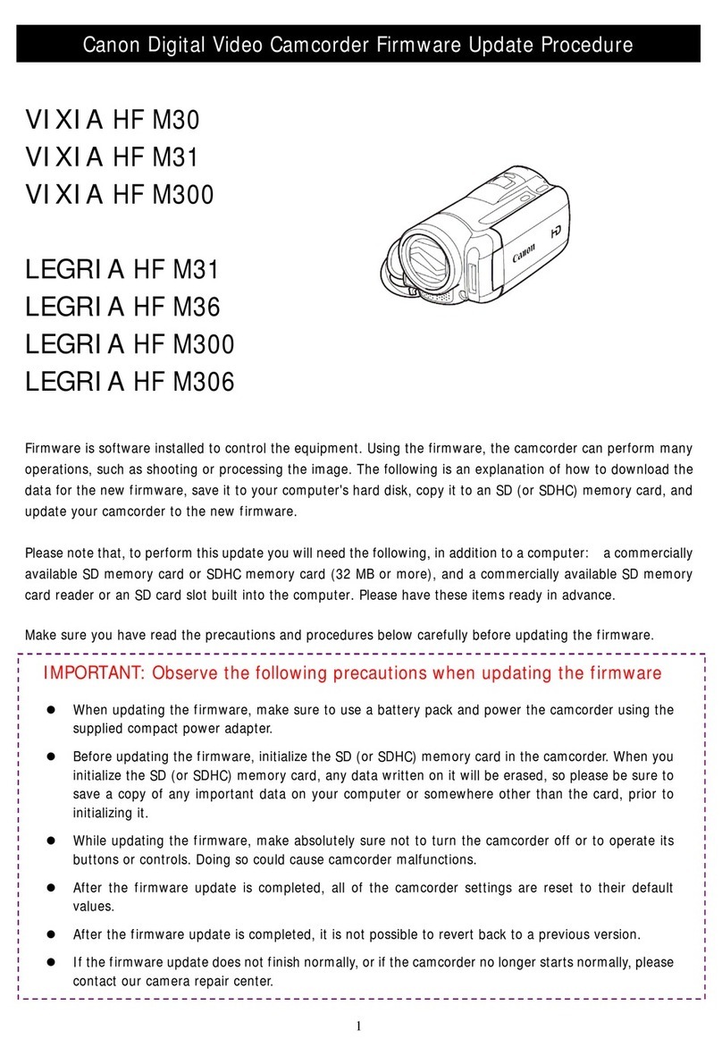 Canon VIXIA HF M30 Firmware update procedure