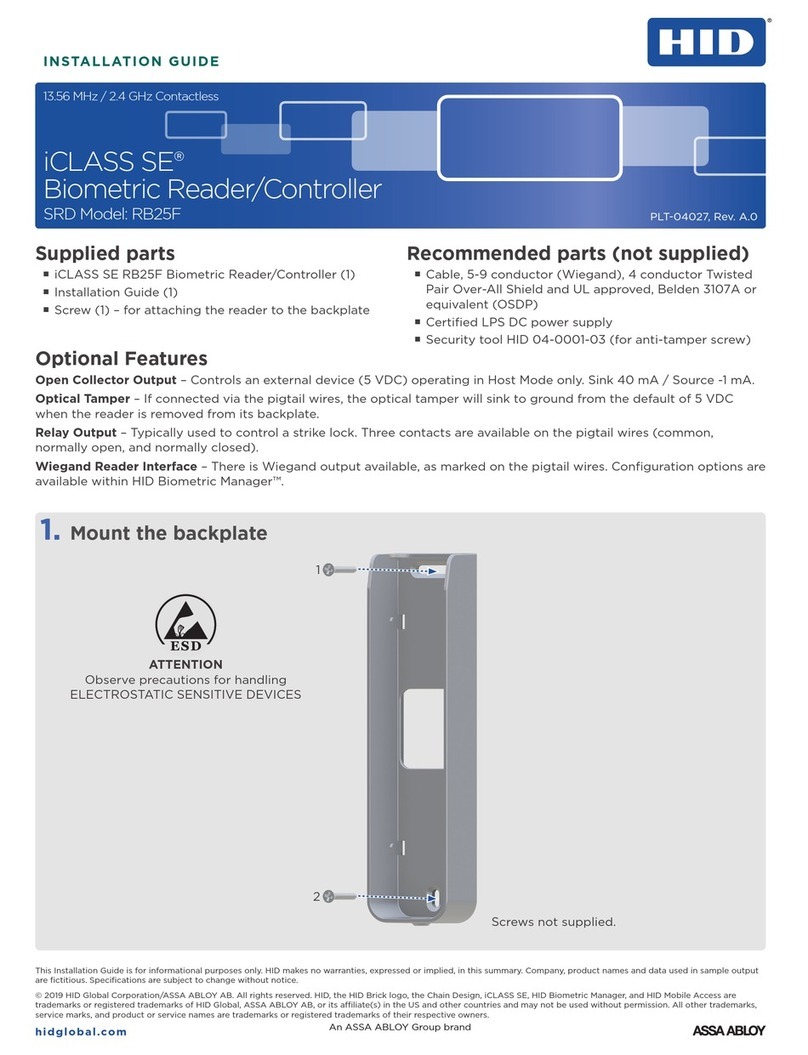HID iCLASS SE RB25F installation guide