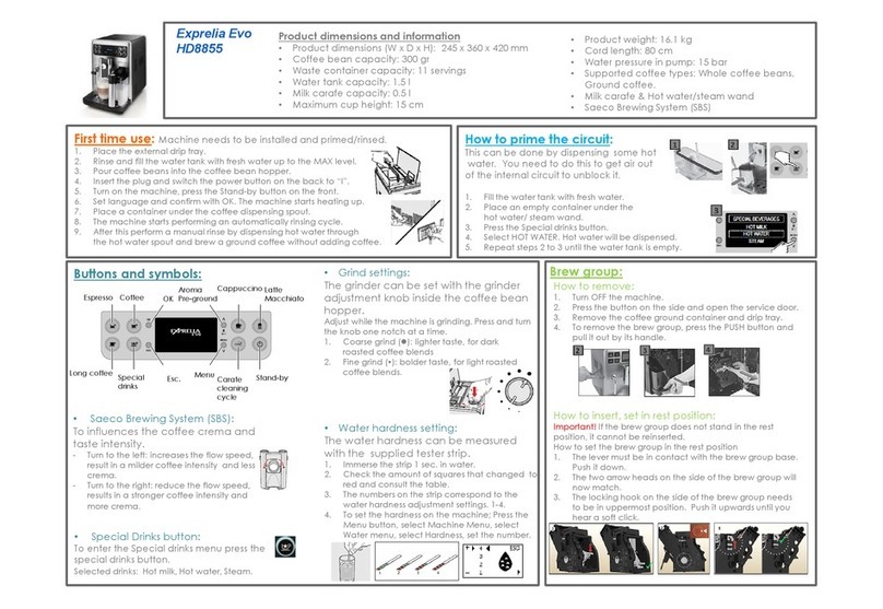 Philips Exprelia Evo HD8855 CHEAT SHEET