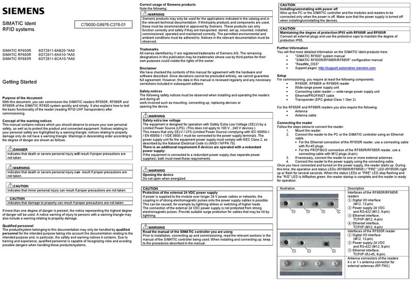 Siemens SIMATIC RF650R User manual