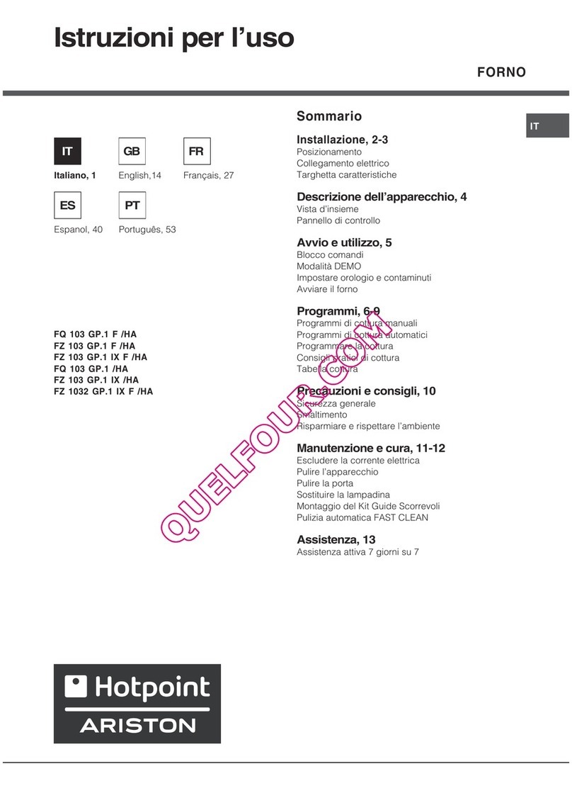 Hotpoint Ariston FQ 103 GP.1 F/HA Installation Hotpoint Ariston FQ 103 GP.1 F/HA Installation