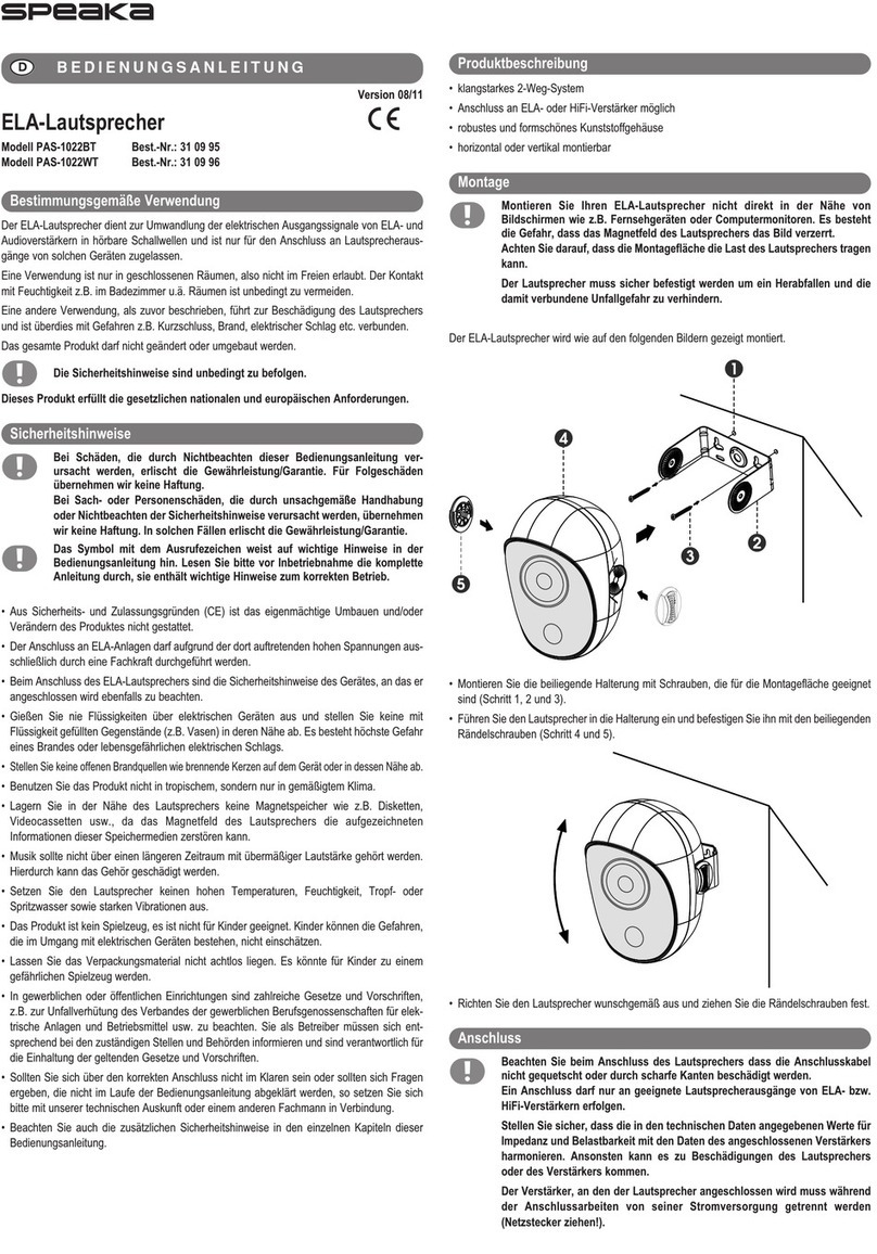 Speaka PAS-1022BT operating instructions