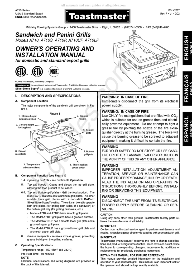 Toastmaster A710 Owner's operating and installation manual