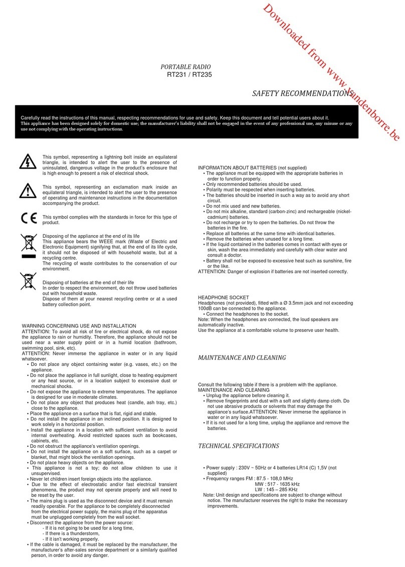 THOMSON RT231 Quick start manual