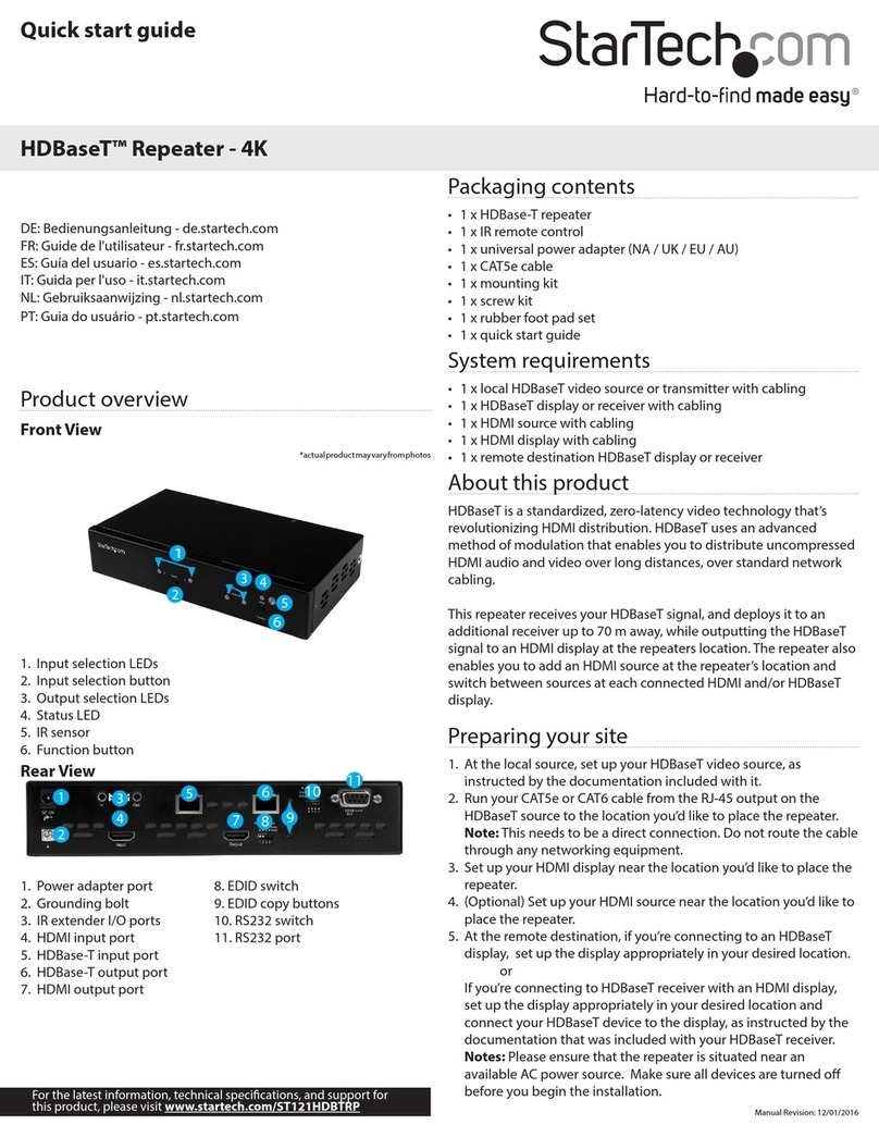 StarTech.com HDBaseT Repeater 4K quick start guide StarTech.com HDBaseT Repeater 4K quick start guide