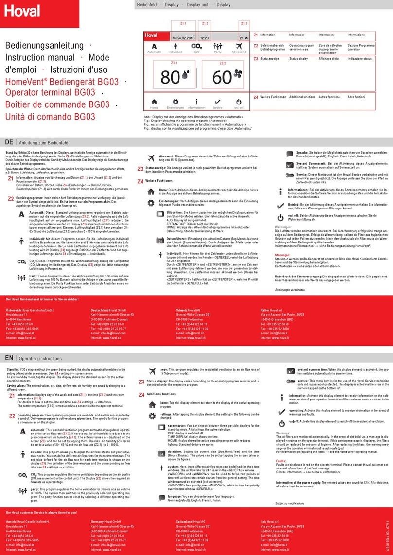 Hoval BG03 User manual