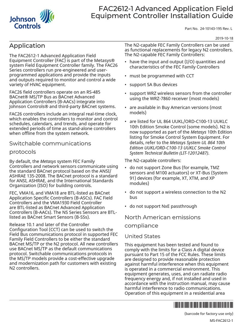 Johnson Controls FAC2612-1 User manual Johnson Controls FAC2612-1 User manual