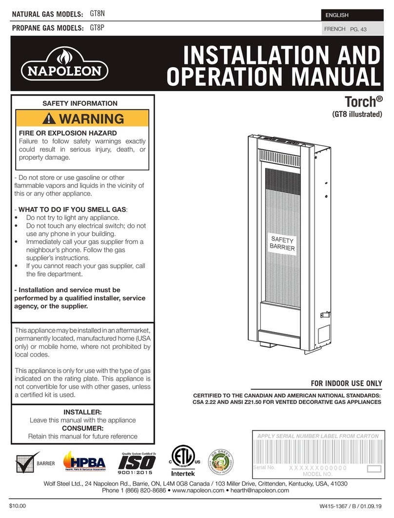Napoleon TORCH GT8P Installation and operation manual