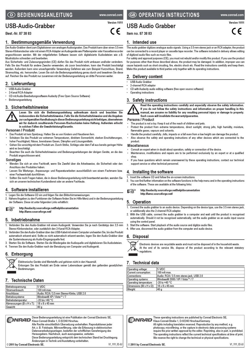 Conrad 87 38 83 operating instructions