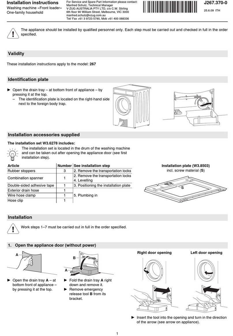 V-ZUG Adora SLQ 267 installation instructions