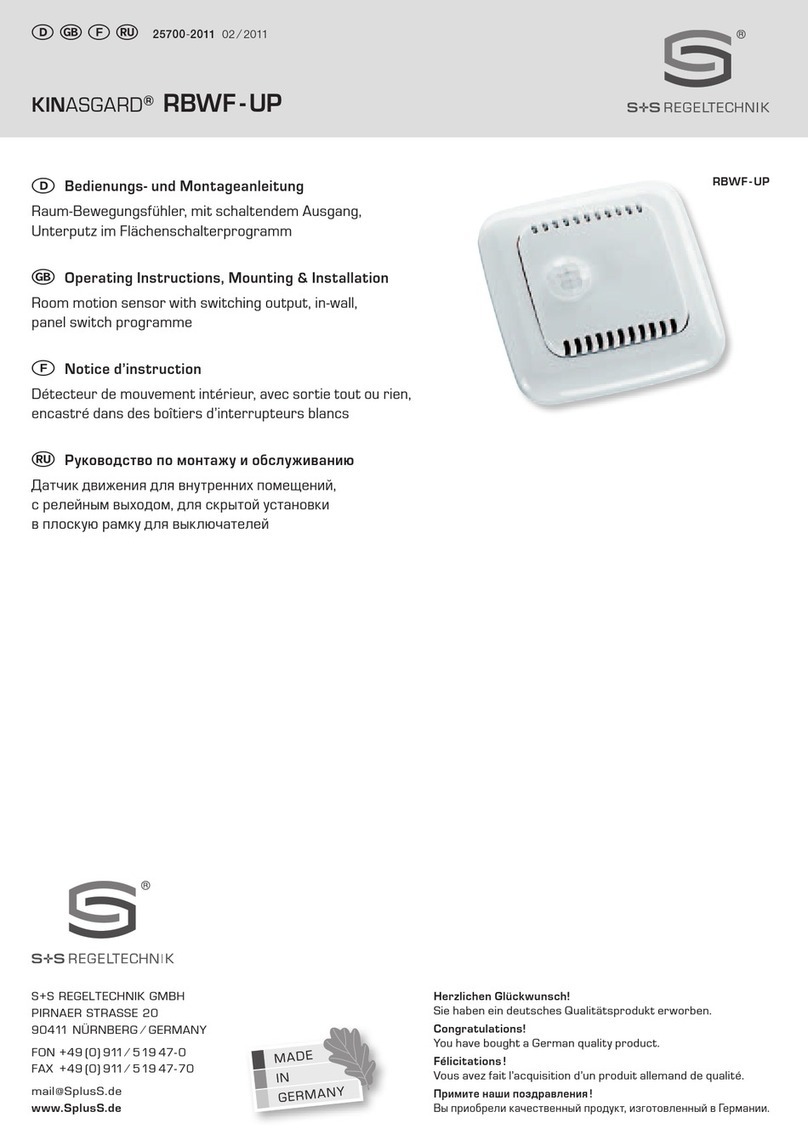 S+S Regeltechnik KINASGARD RBWF-UP Operating Instructions, Mounting & Installation