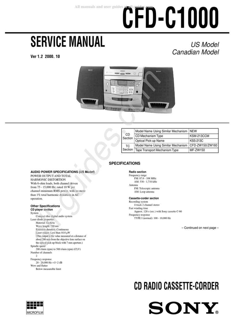 Sony CFD-C1000 - Boombox With Cd User manual