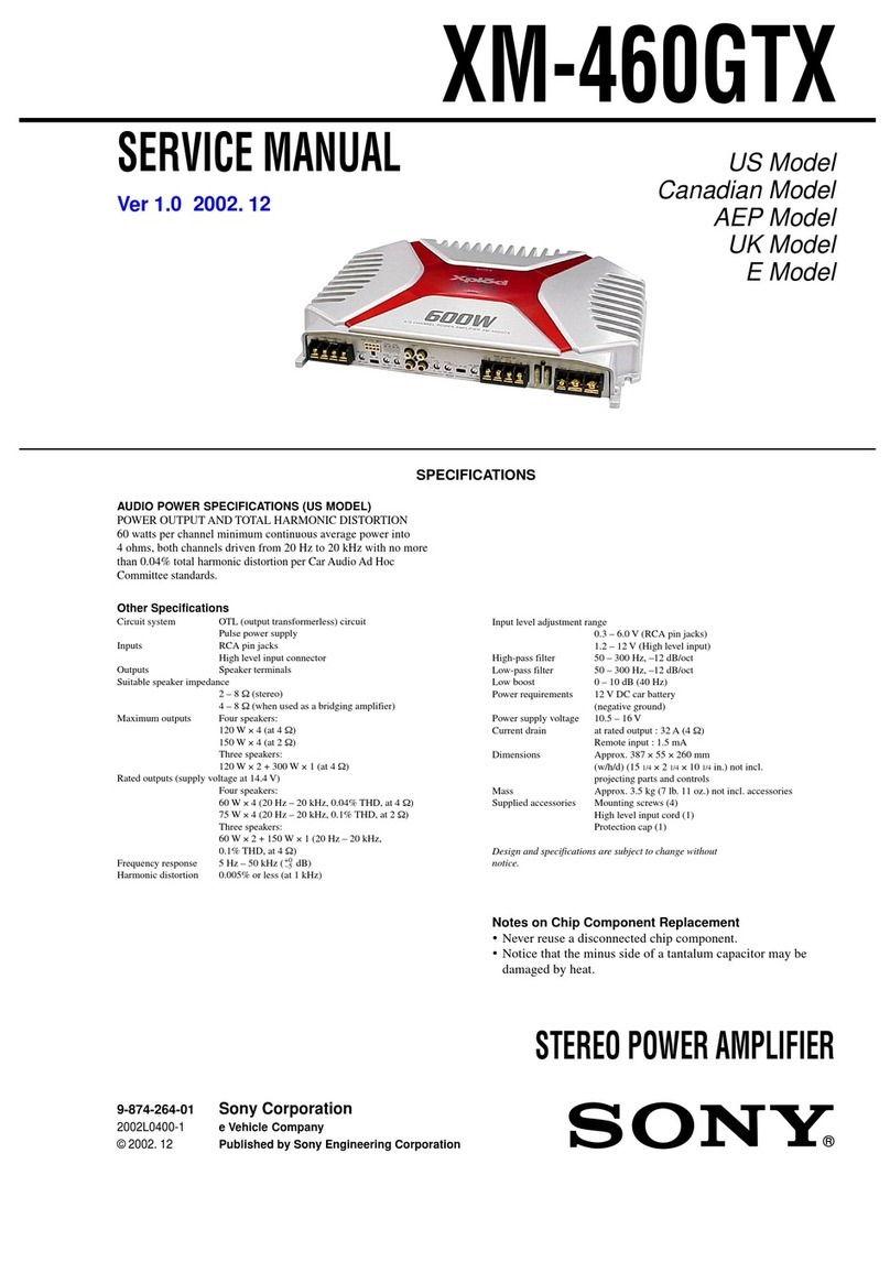 Sony XM-460GTX Marketing Specifications Service manual