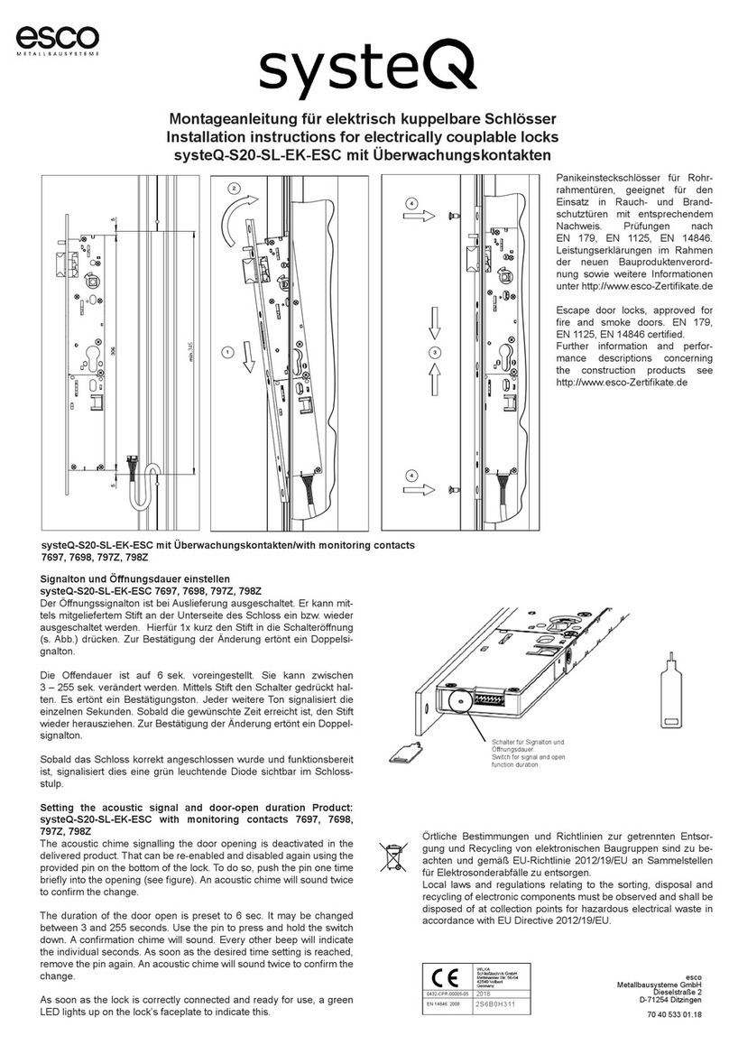 Esco systeQ-S20-SL-EK-ESC Series installation instructions