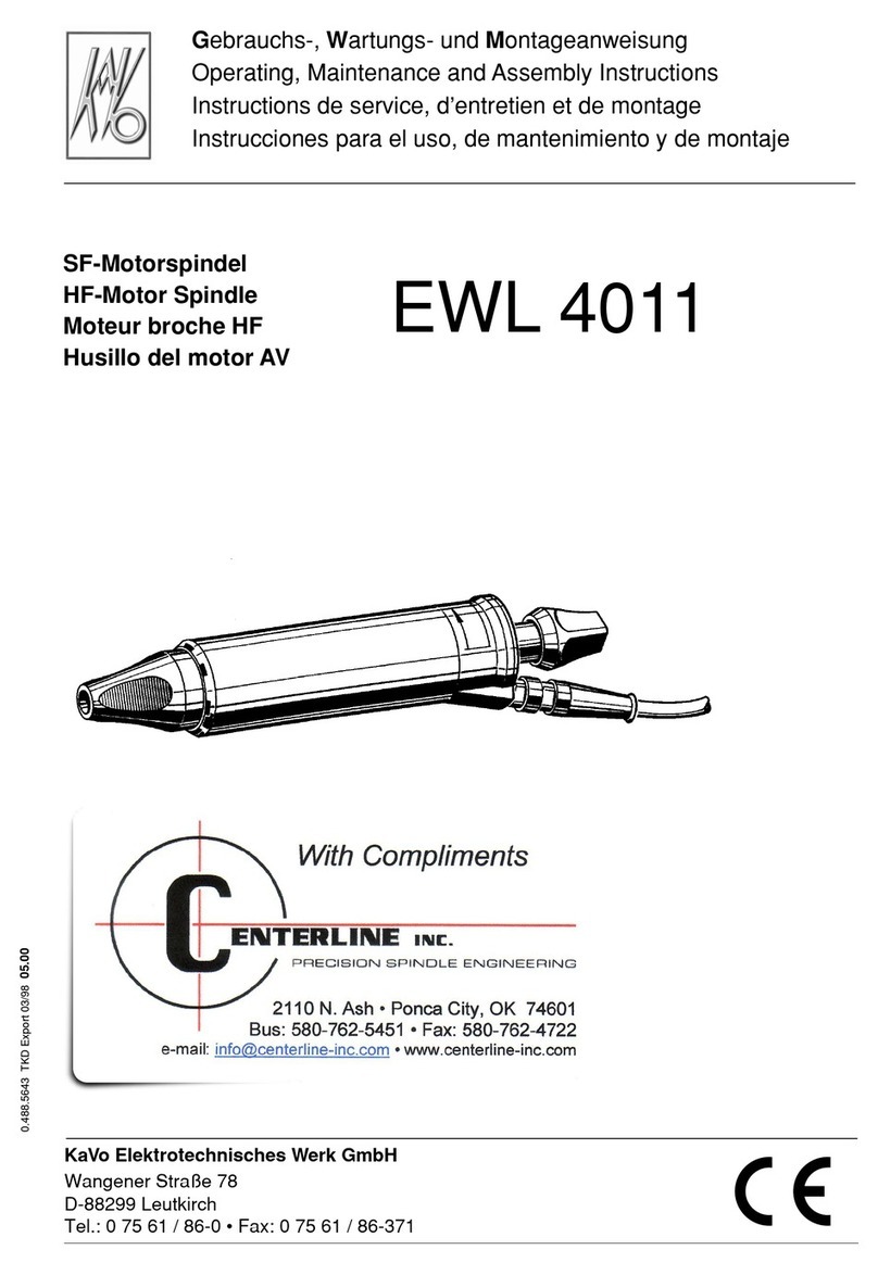 KaVo Centerline EWL 4011 Operating, Maintenance and Assembly Instructions KaVo Centerline EWL 4011 Operating, Maintenance and Assembly Instructions
