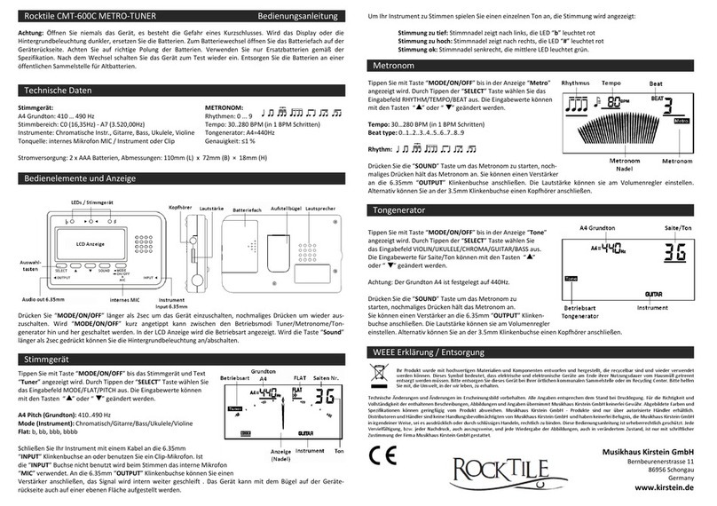 Kirstein Rocktile CMT-600C quick start guide
