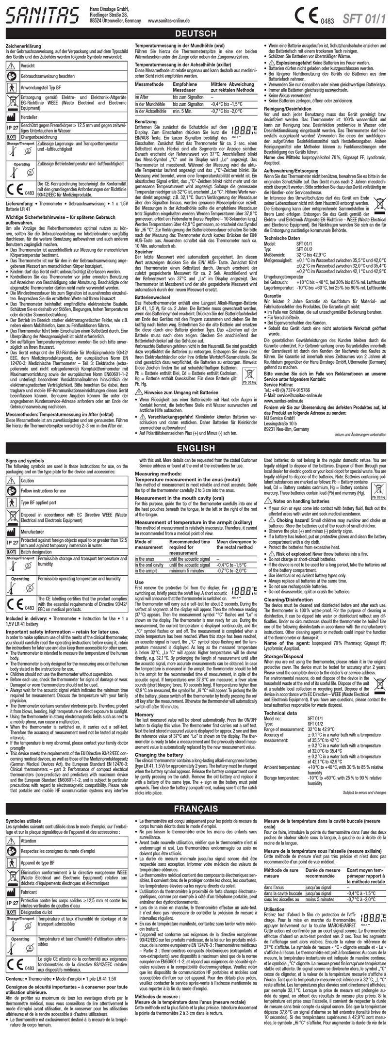 Sanitas SFT 01/1 manual