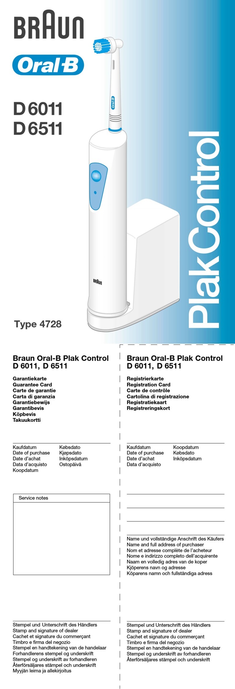 Braun Oral-B Plak Control D 6511 User manual