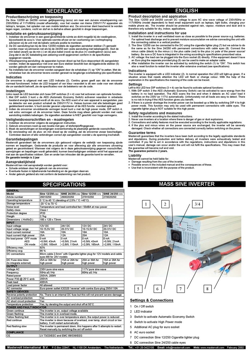 Mastervolt Sine 24/250 User manual