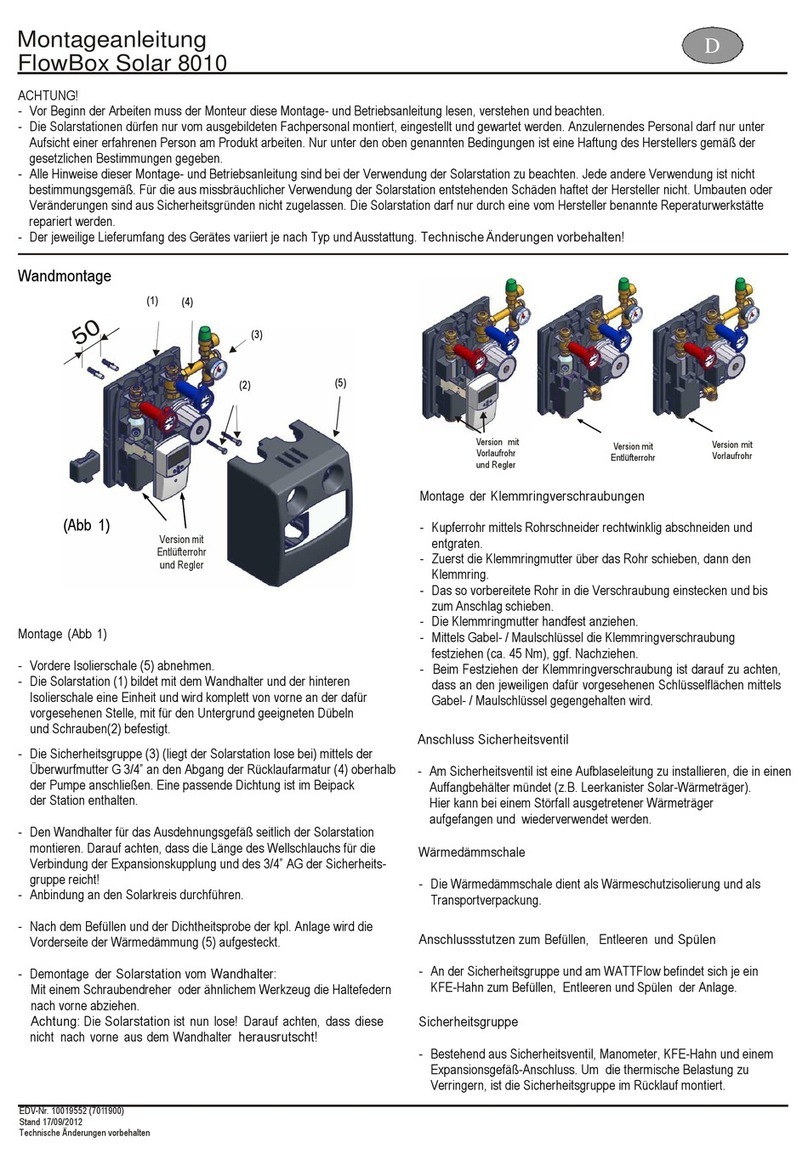 Watts Industries FlowBox Solar 8010 installation instructions