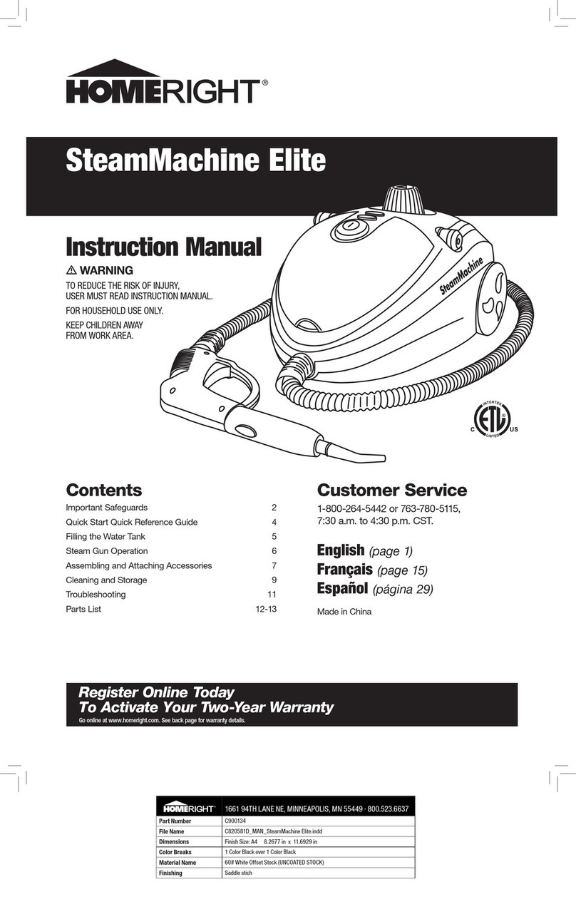 Homeright SteamMachine Elite instruction manual