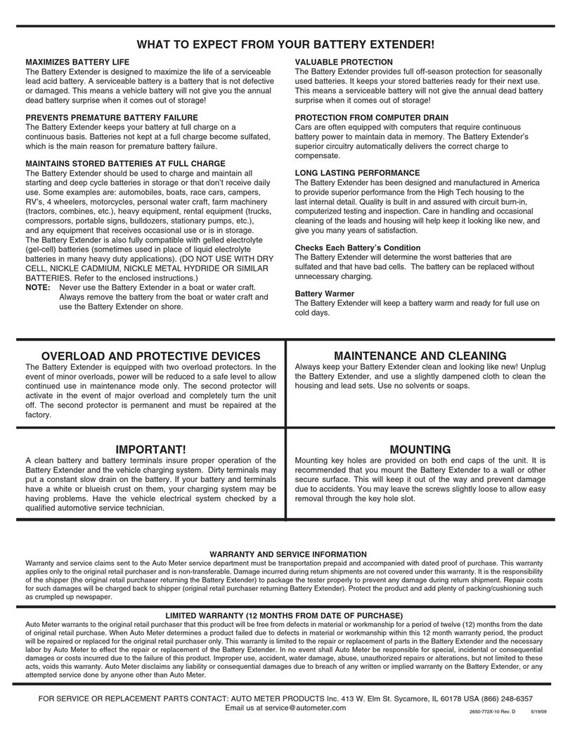 AutoMeter BATTERY EXTENDER 9201-12V operating instructions