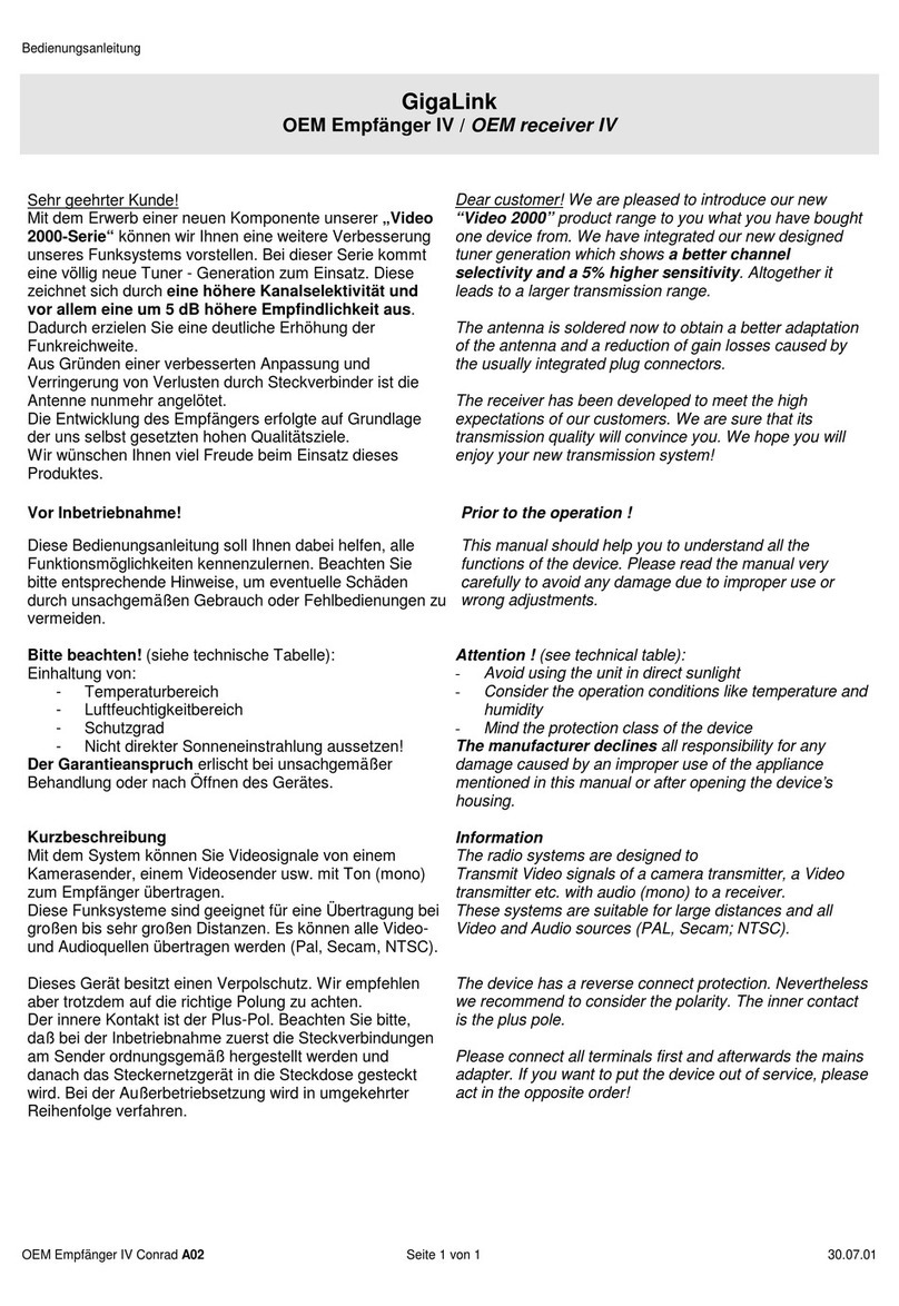 VTQ Videotronik GigaLink OEM receiver IV manual