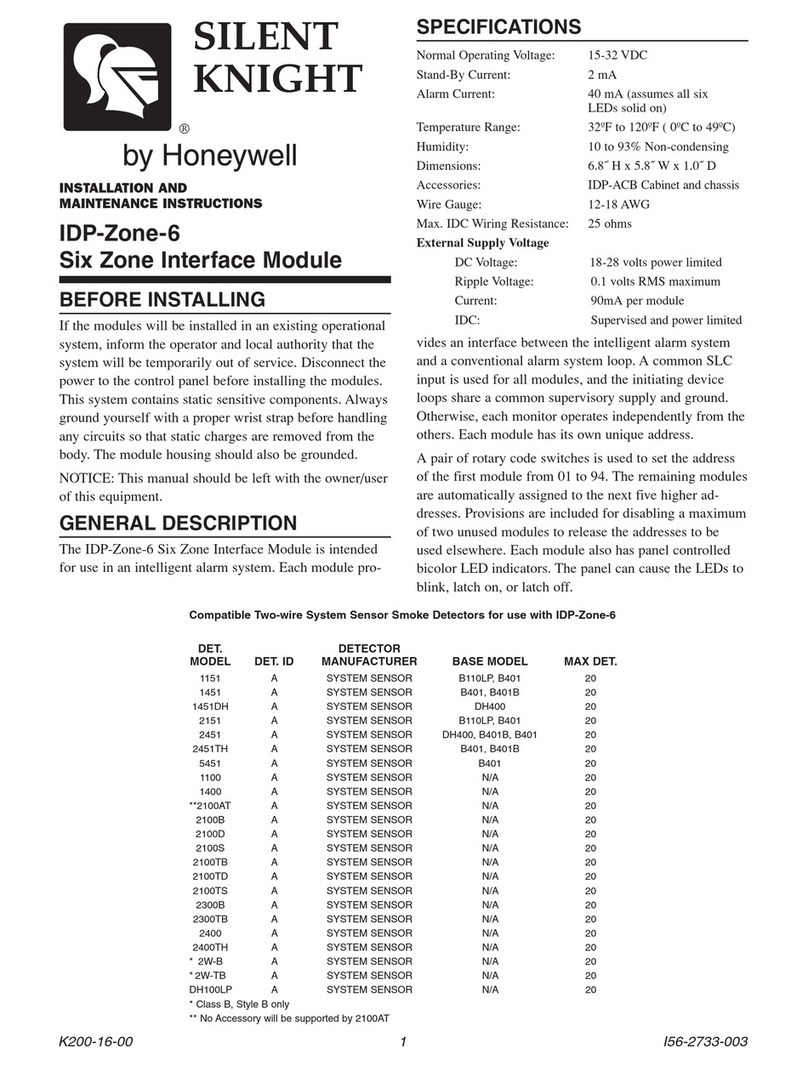Honeywell SILEN KNIGHT IDP-Zone-6 User manual