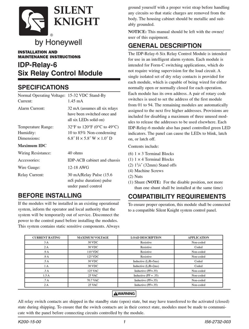 Honeywell SILEN KNIGHT IDP-Relay-6 Installation and maintenance instructions