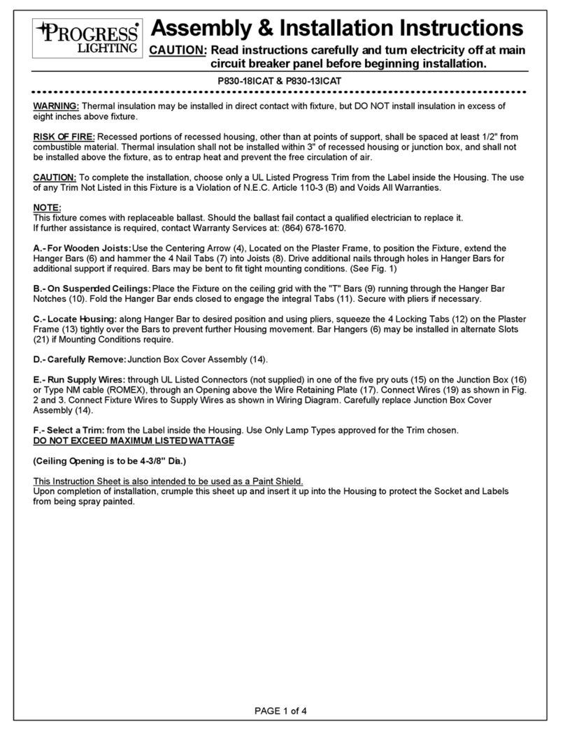 Progress Lighting P830-18ICAT Assembly/installation instructions