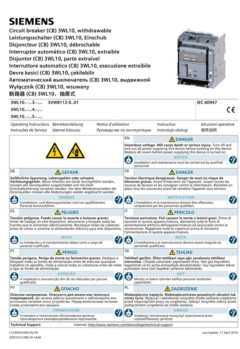 Siemens 3WL10 Series operating instructions