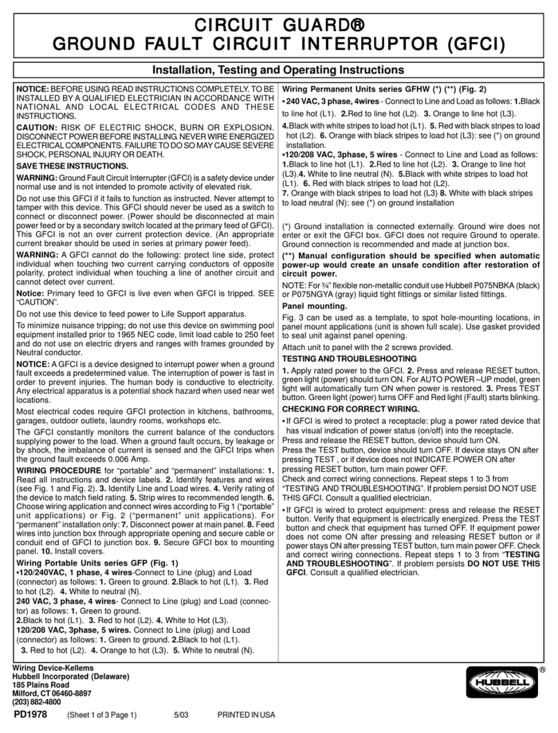 Hubbell Circuit Guard Installation, Testing and Operating Instructions