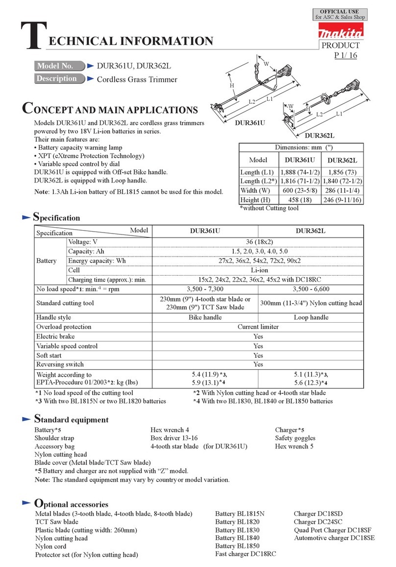 Makita DUR361U technical information