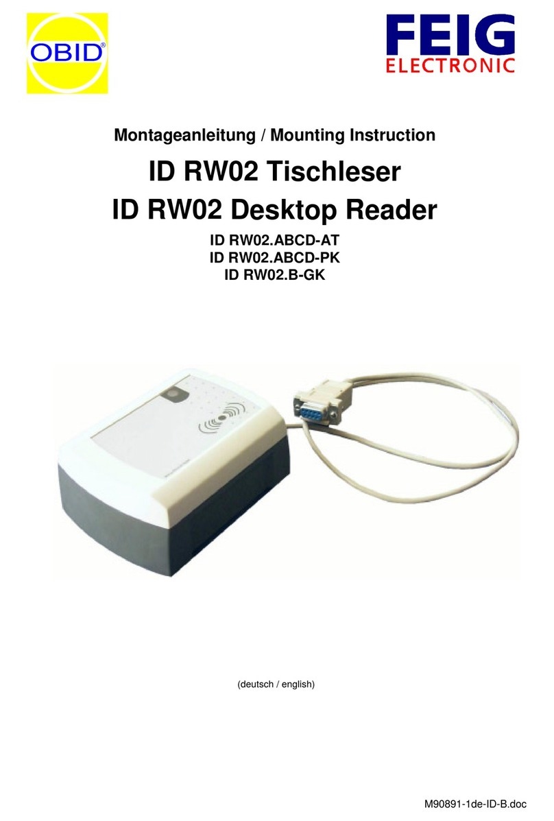 Feig Electronic OBID ID RW02 Series Mounting instructions