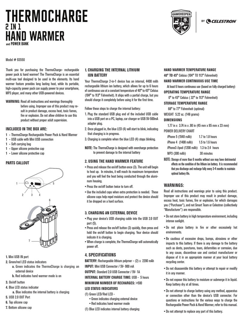 Celestron Gamekeeper ThermoCharge 93550 quick start guide Celestron Gamekeeper ThermoCharge 93550 quick start guide