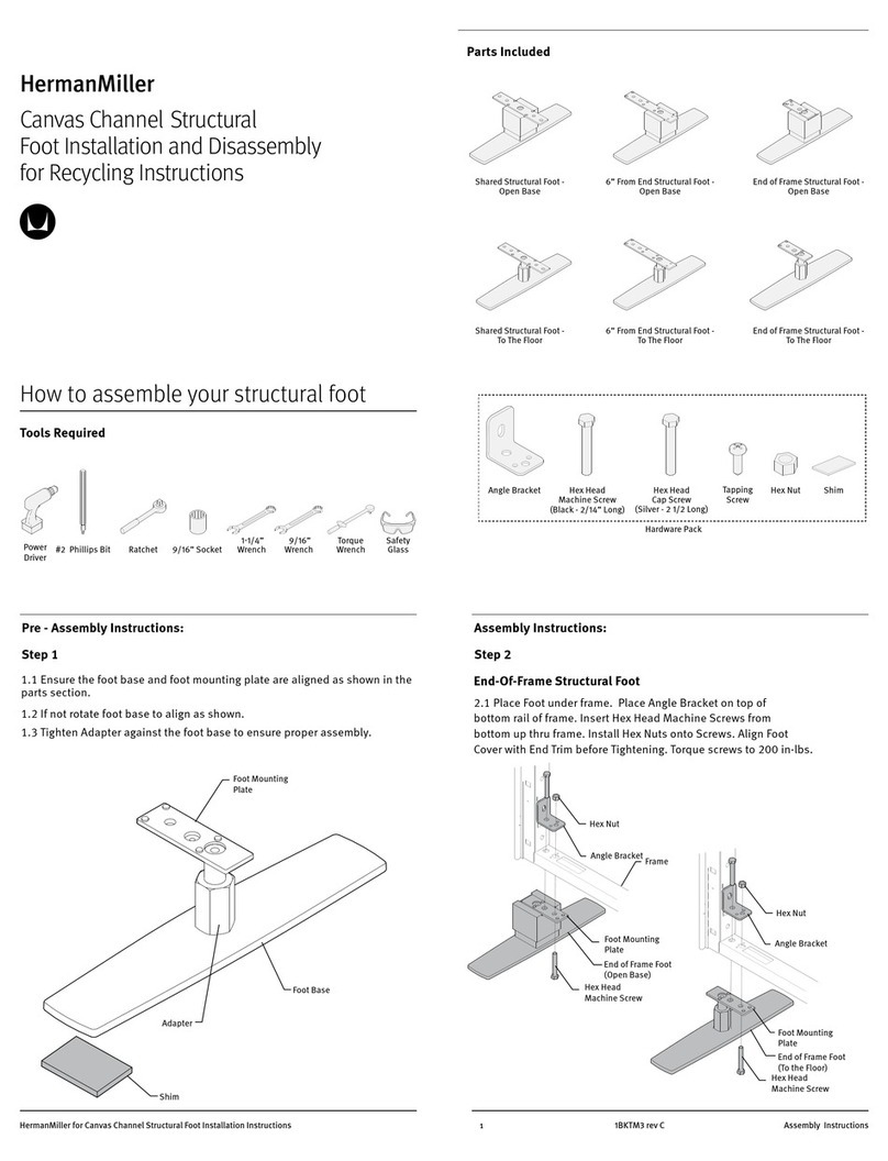 Herman Miller Canvas Channel StructuralFoot Installation and Disassembly for Recycling Instructions Herman Miller Canvas Channel StructuralFoot Installation and Disassembly for Recycling Instructions