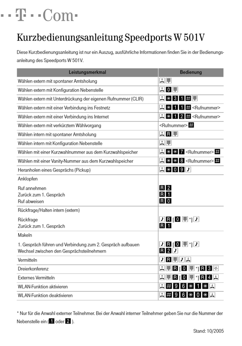 T-COM Speedport W 501V Quick reference guide