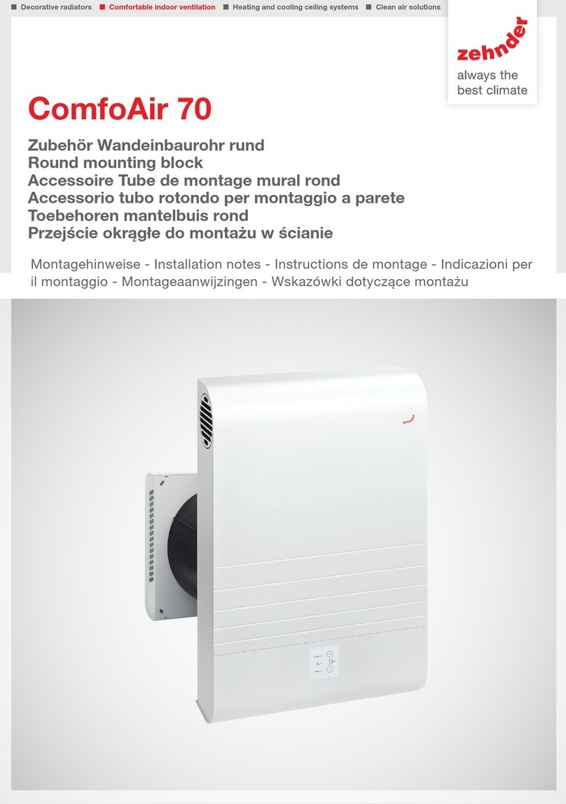 Zehnder Rittling ComfoAir 70 Installation notes
