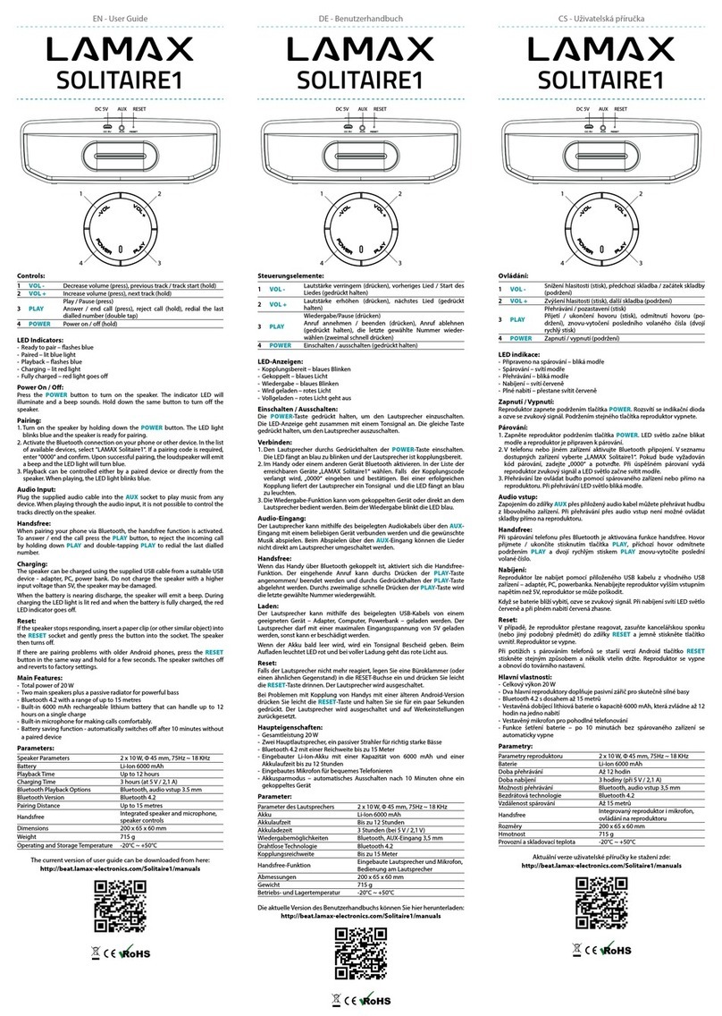LAMAX SOLITAIRE1 User manual