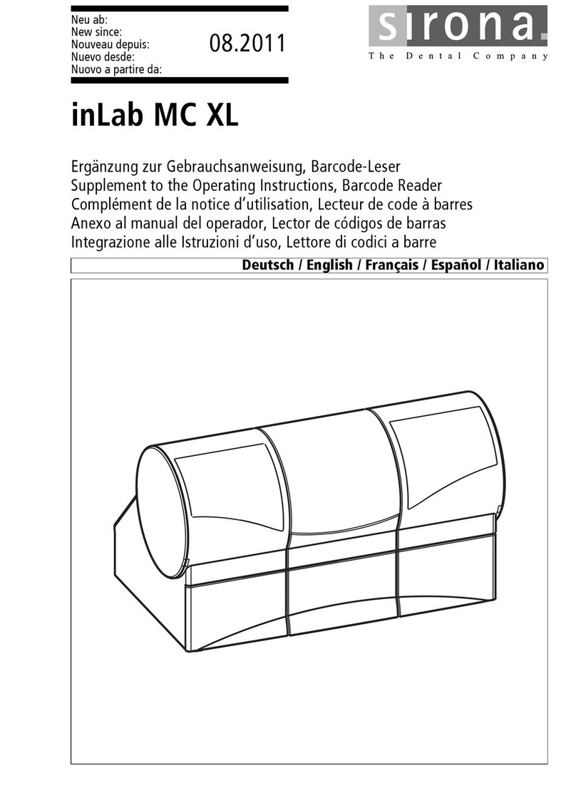 Sirona inLab MC XL SUPPLEMENT TO THE OPERATING INSTRUCTIONS